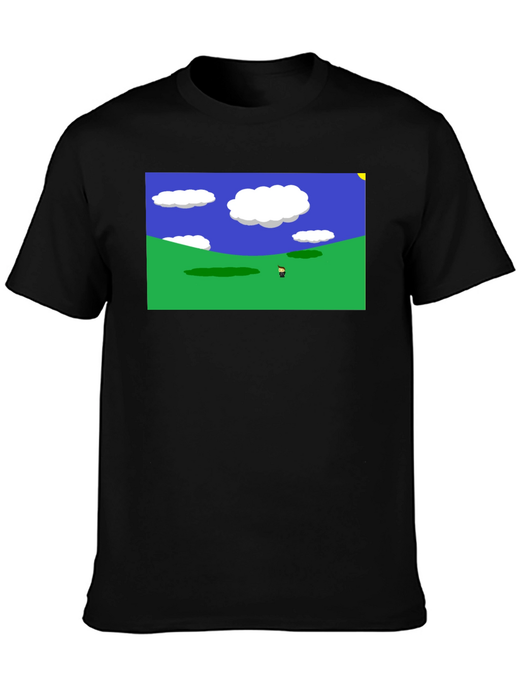 Retro Video Game Landscape Black Tee