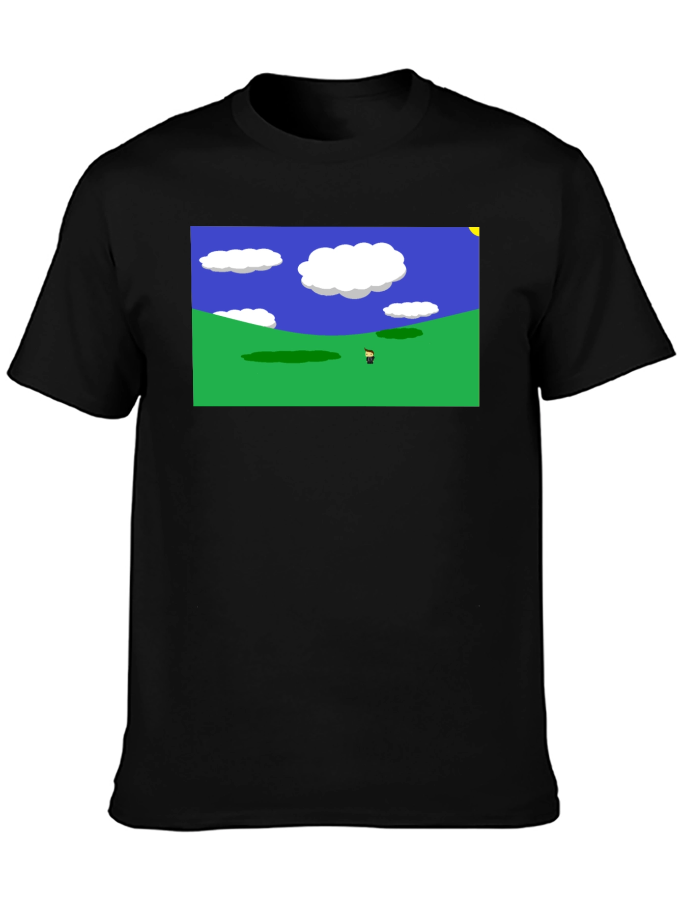 Retro Video Game Landscape Black Tee