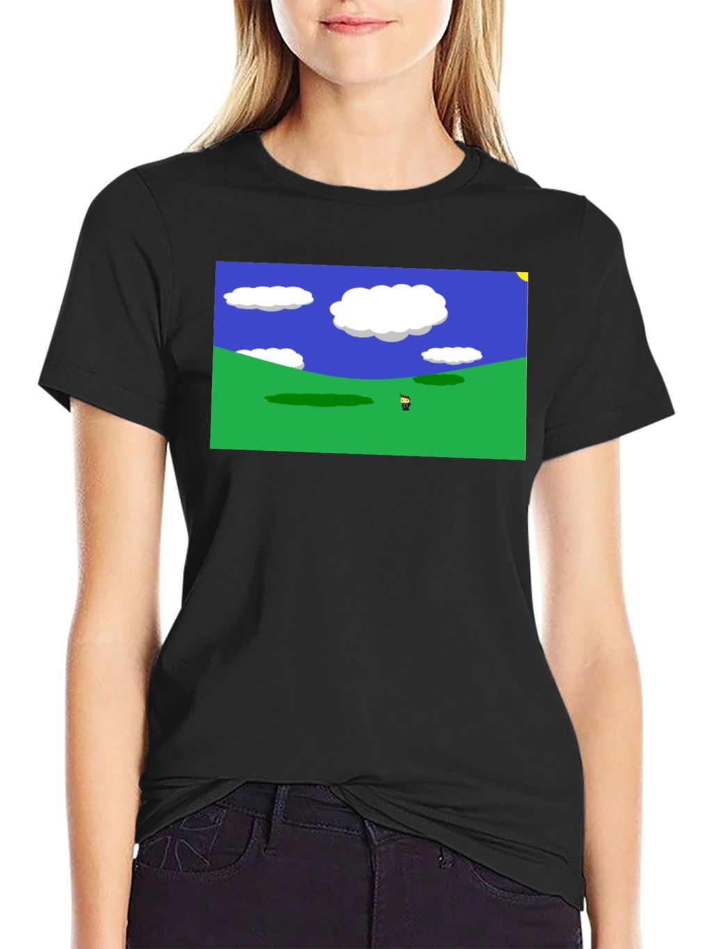 Retro Video Game Landscape Black Tee