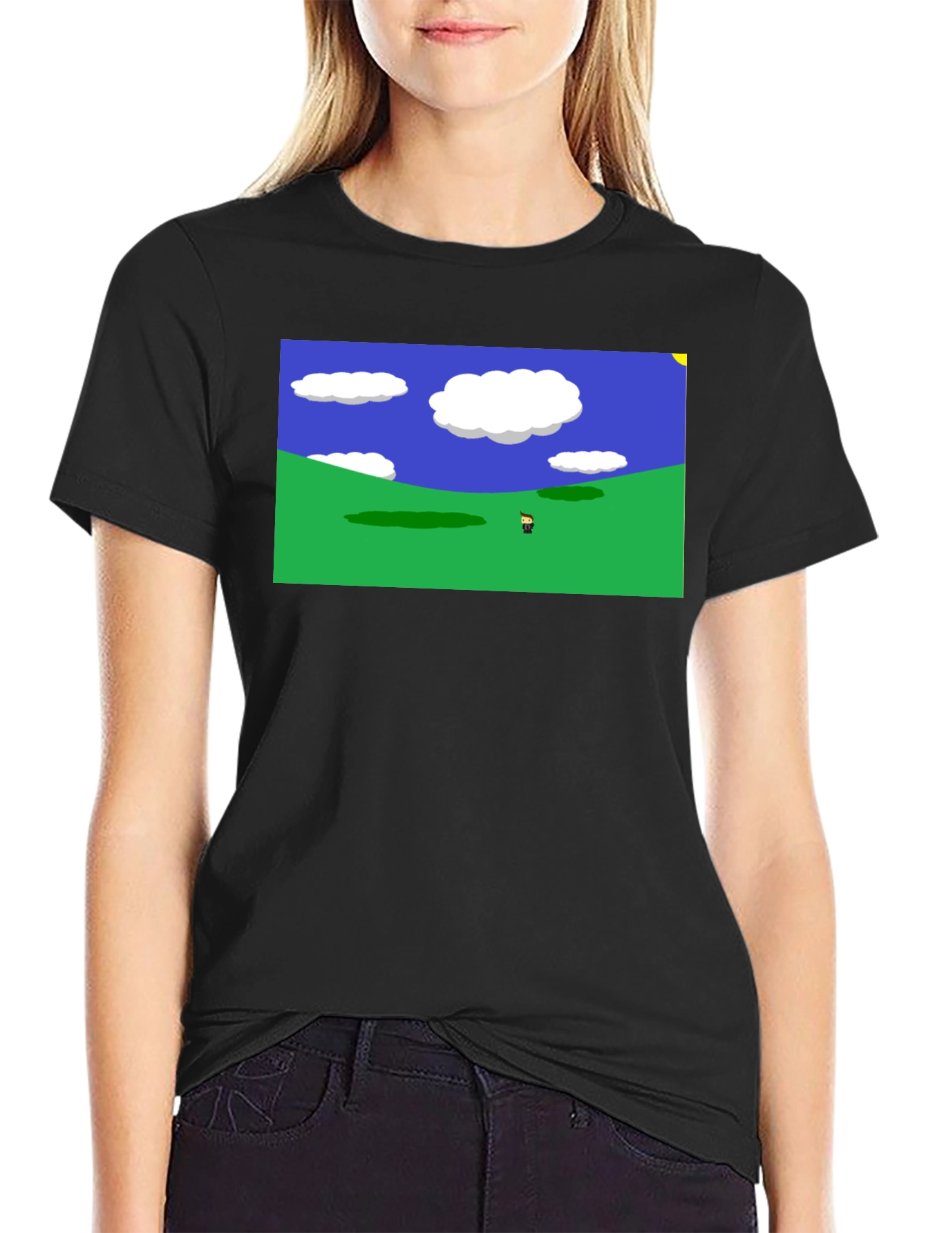 Retro Video Game Landscape Black Tee