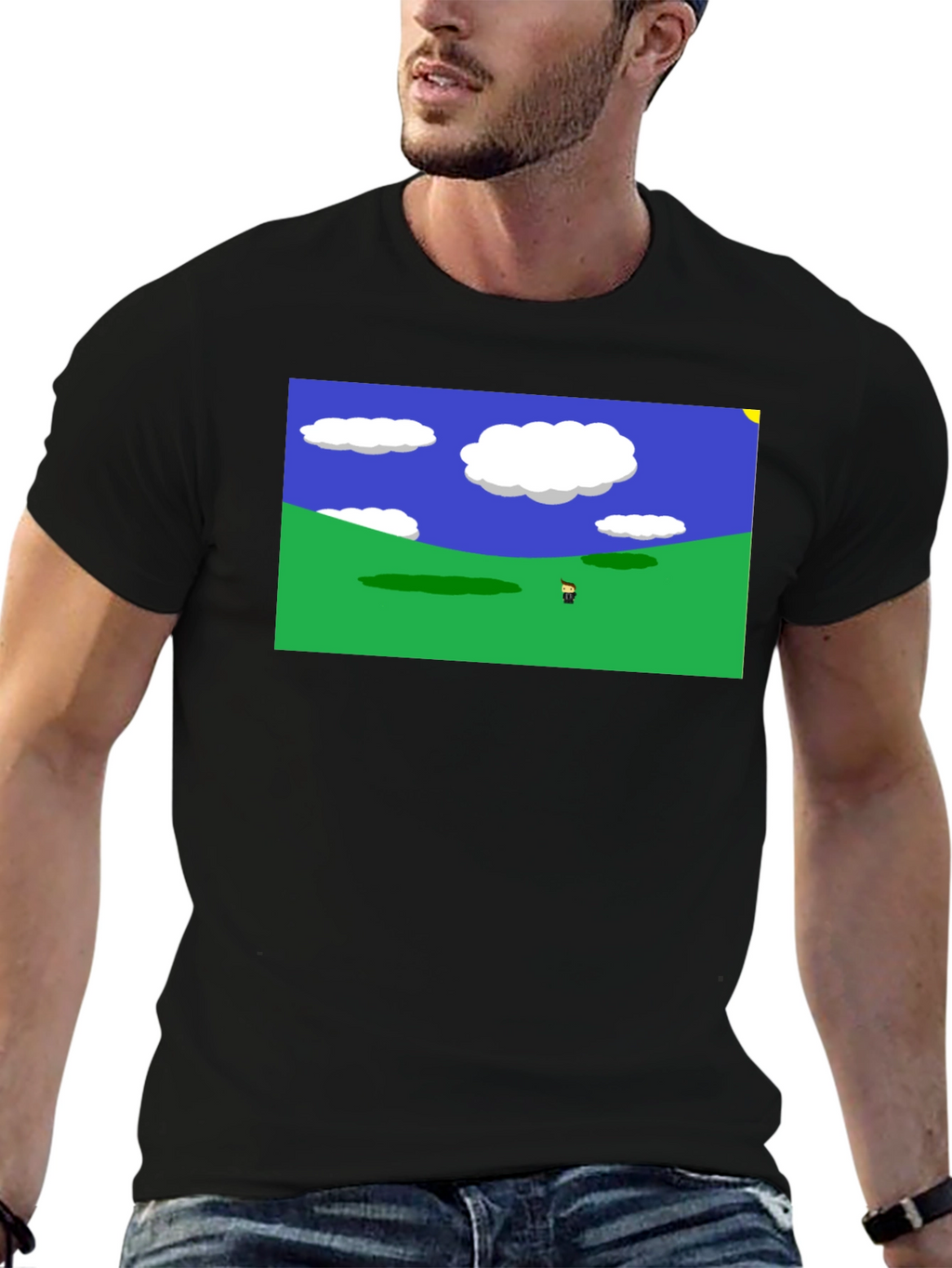 Retro Video Game Landscape Black Tee