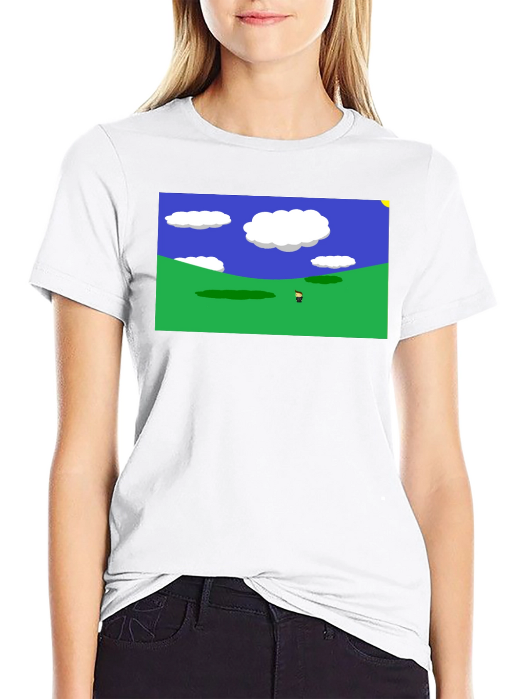 Retro Video Game Landscape Black Tee