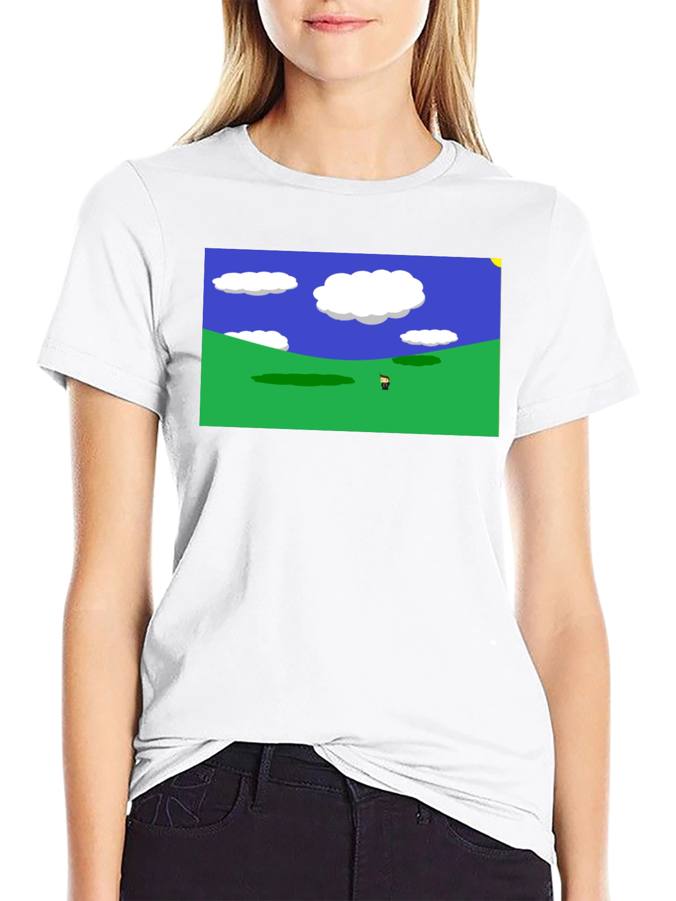 Retro Video Game Landscape Black Tee