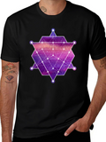 Geometric Galaxy Print Black T-Shirt
