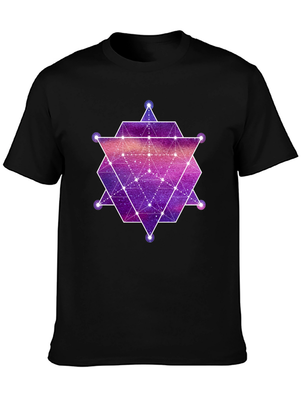 Geometric Galaxy Print Black T-Shirt
