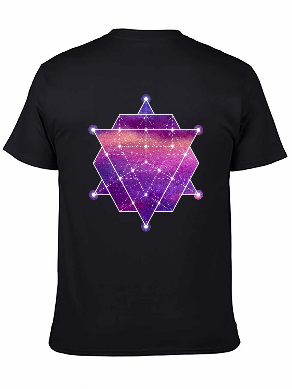 Geometric Galaxy Print Black T-Shirt