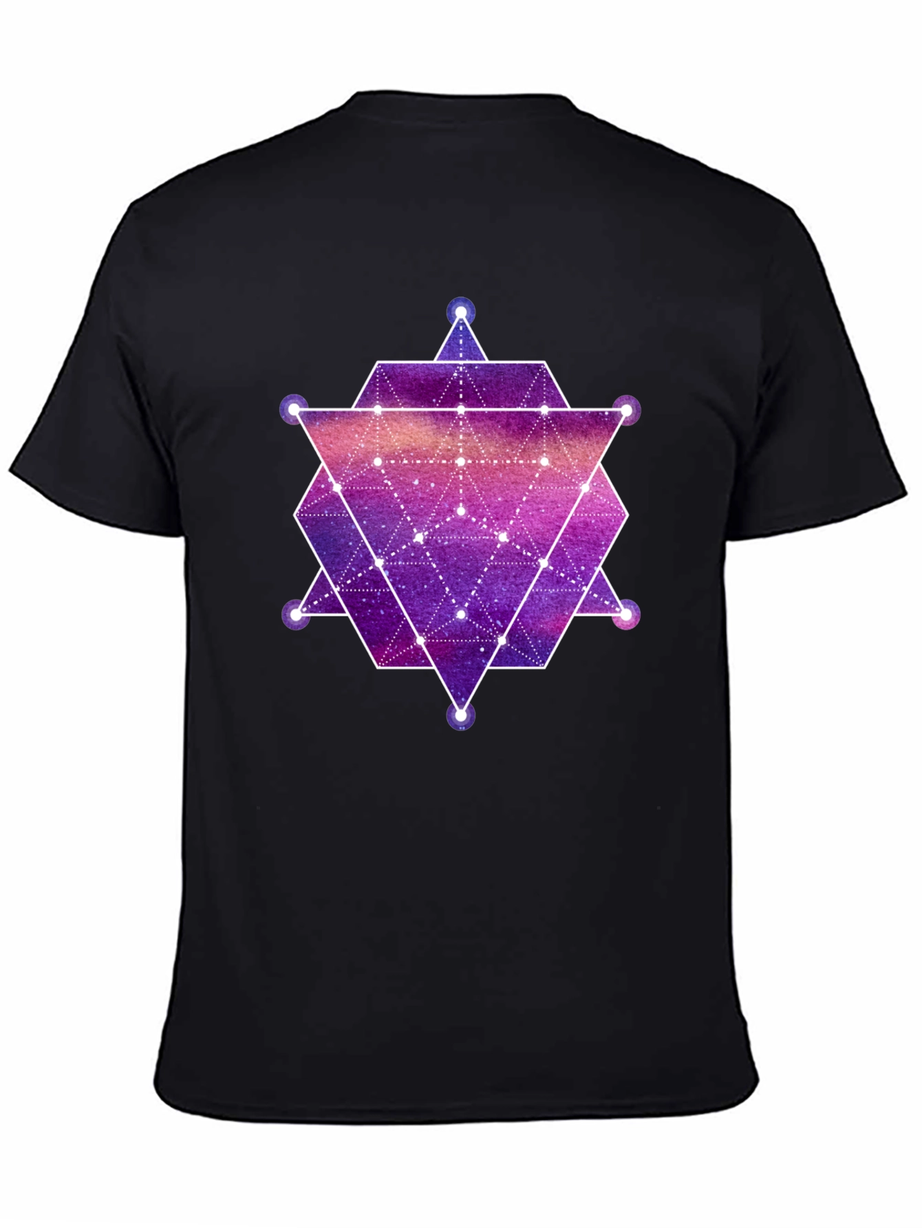 Geometric Galaxy Print Black T-Shirt