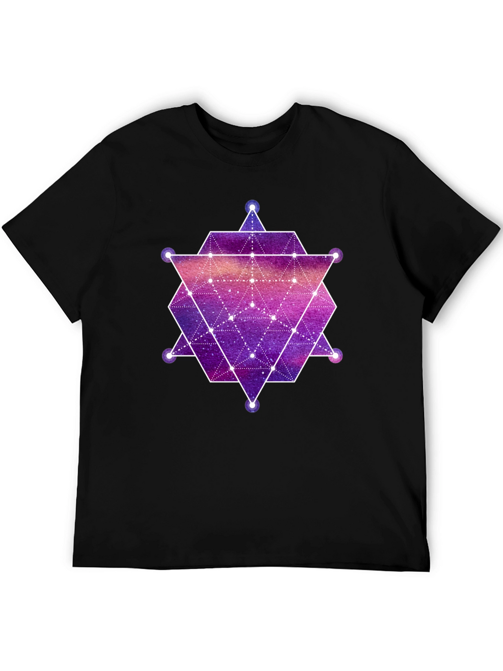 Geometric Galaxy Print Black T-Shirt