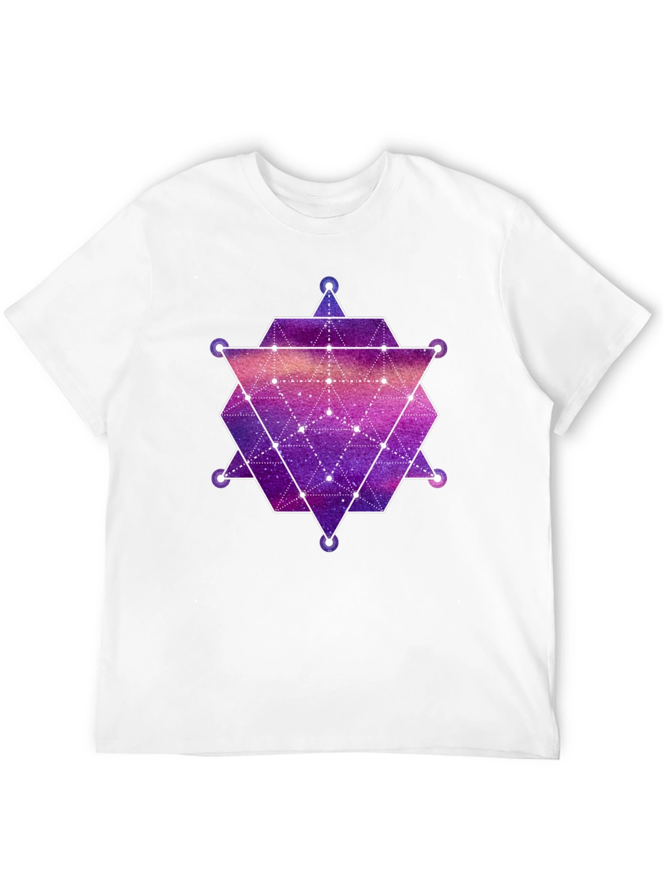 Geometric Galaxy Print Black T-Shirt