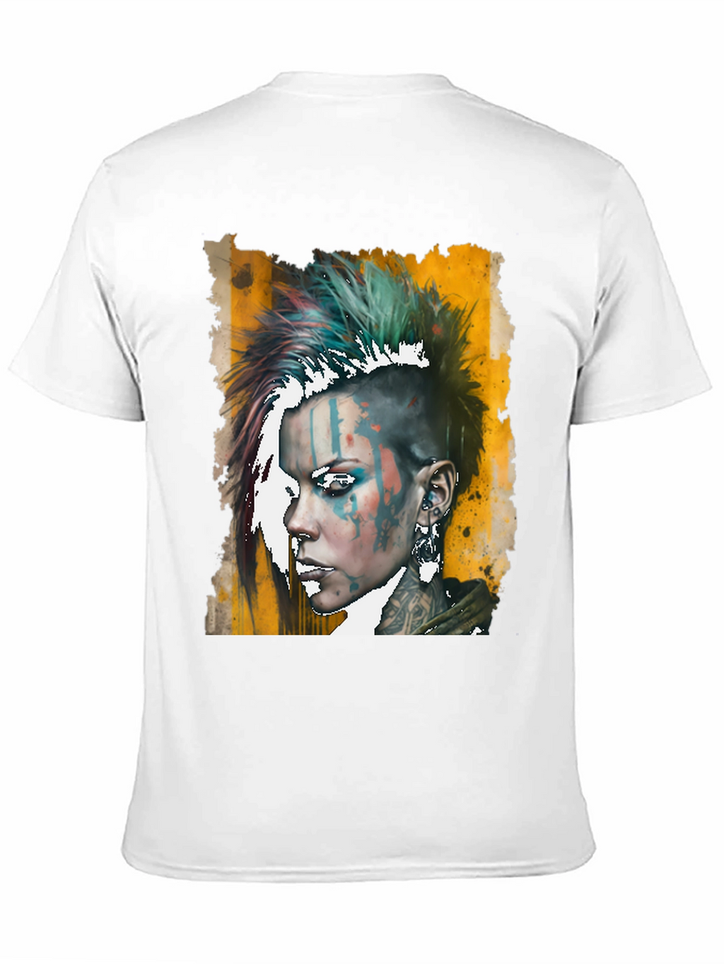 Edgy Punk Woman Graphic Tee - Black