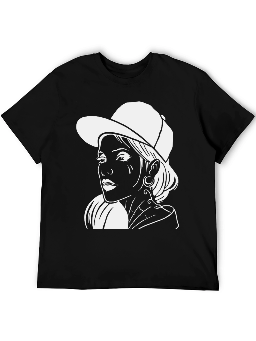 Black T-Shirt with White Graphic Print