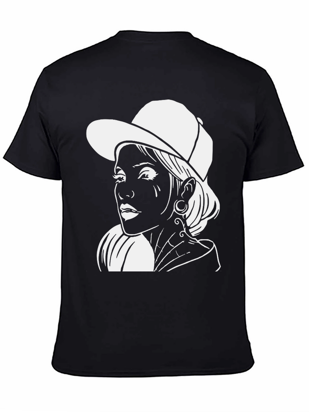 Black T-Shirt with White Graphic Print