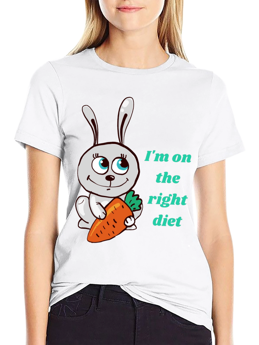Funny Rabbit & Carrot Tee - Right Diet!