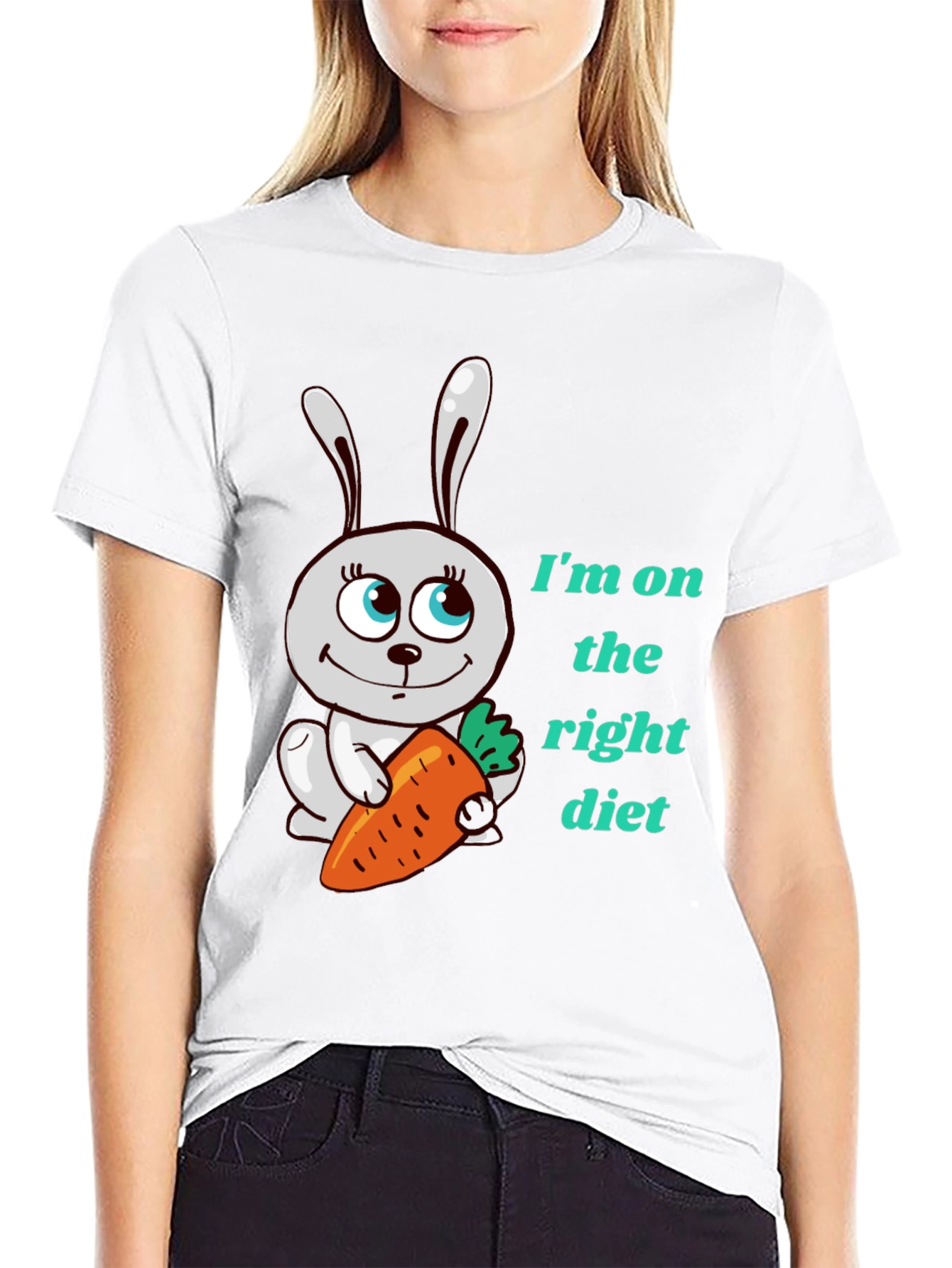 Funny Rabbit & Carrot Tee - Right Diet!