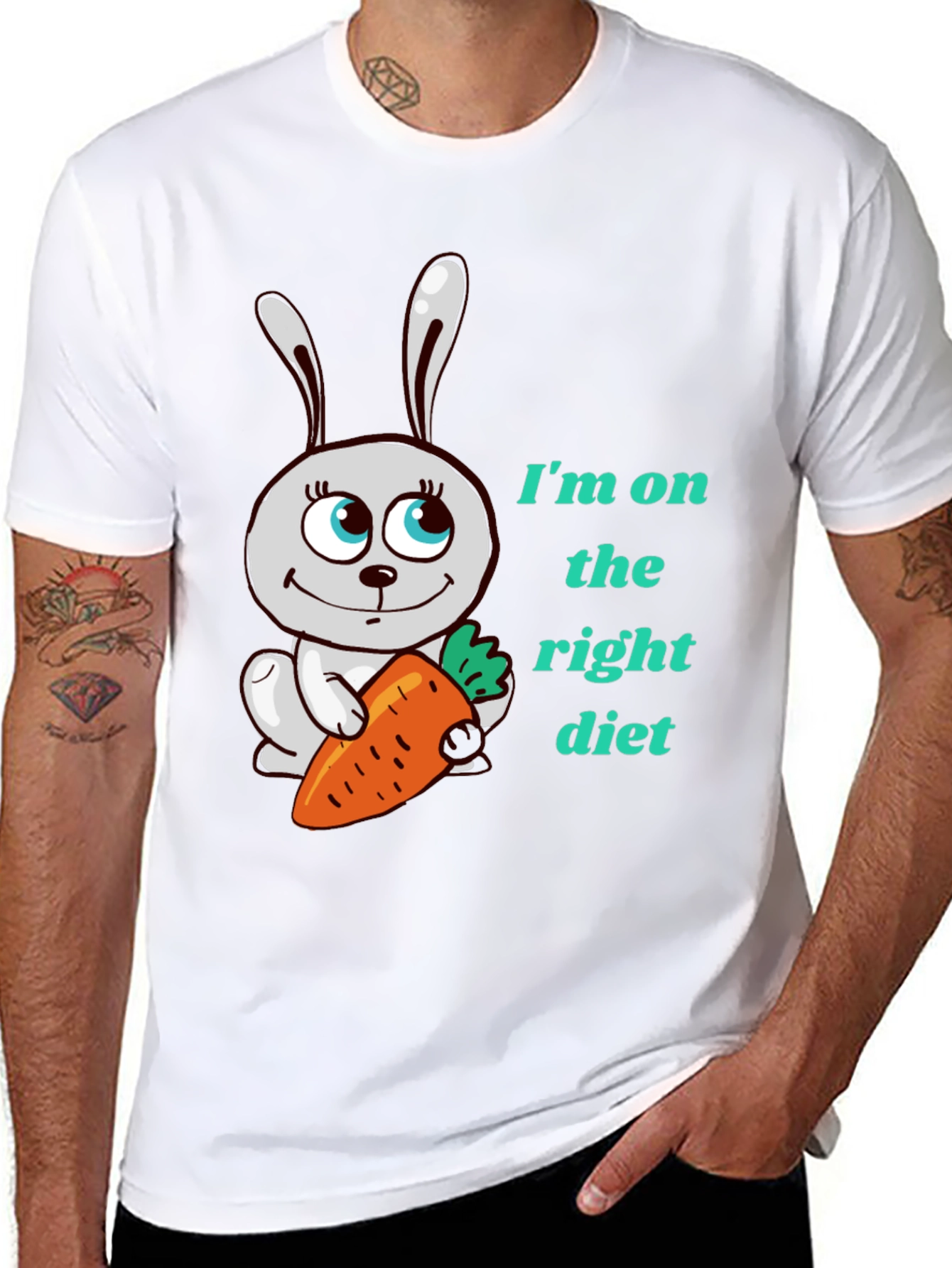 Funny Rabbit & Carrot Tee - Right Diet!