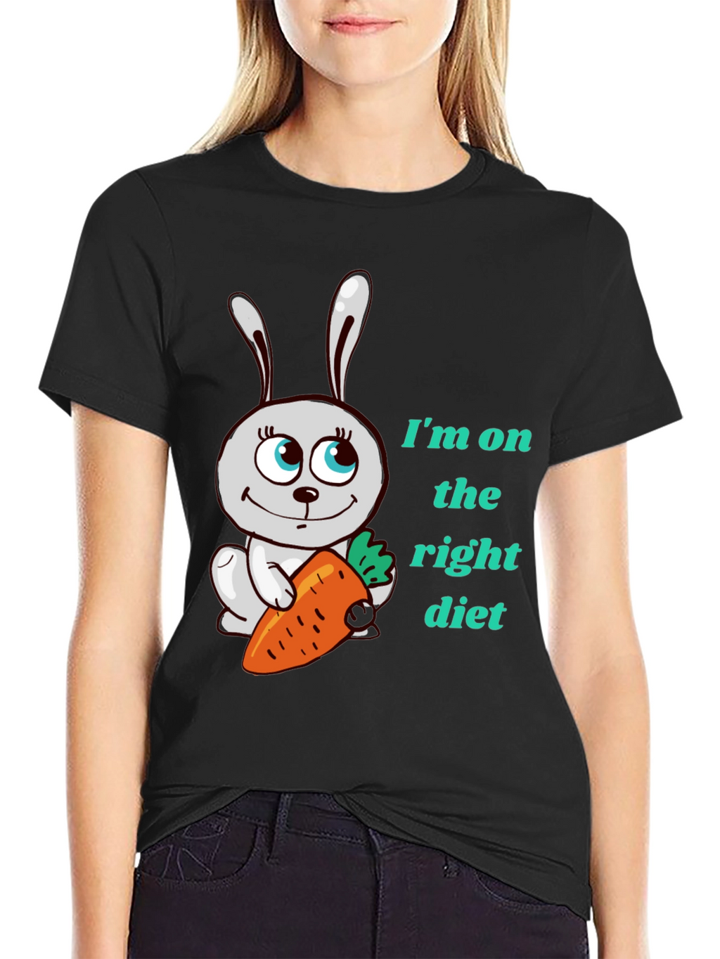 Funny Rabbit & Carrot Tee - Right Diet!
