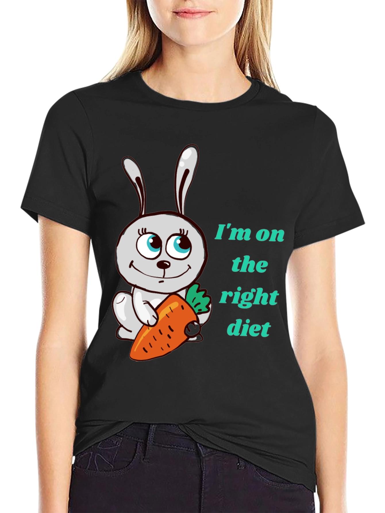 Funny Rabbit & Carrot Tee - Right Diet!
