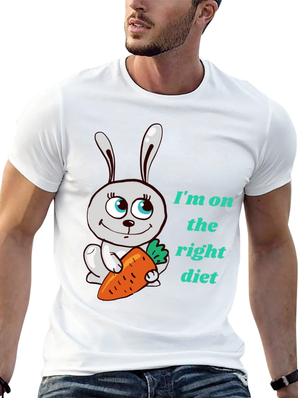 Funny Rabbit & Carrot Tee - Right Diet!