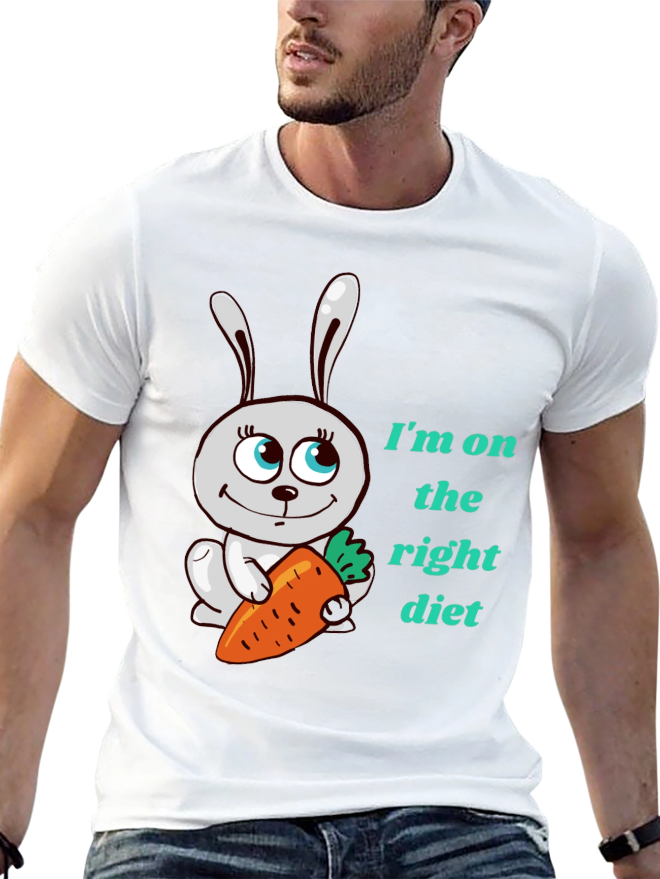 Funny Rabbit & Carrot Tee - Right Diet!