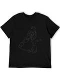 Stylish Black T-Shirt with Artistic Line Art