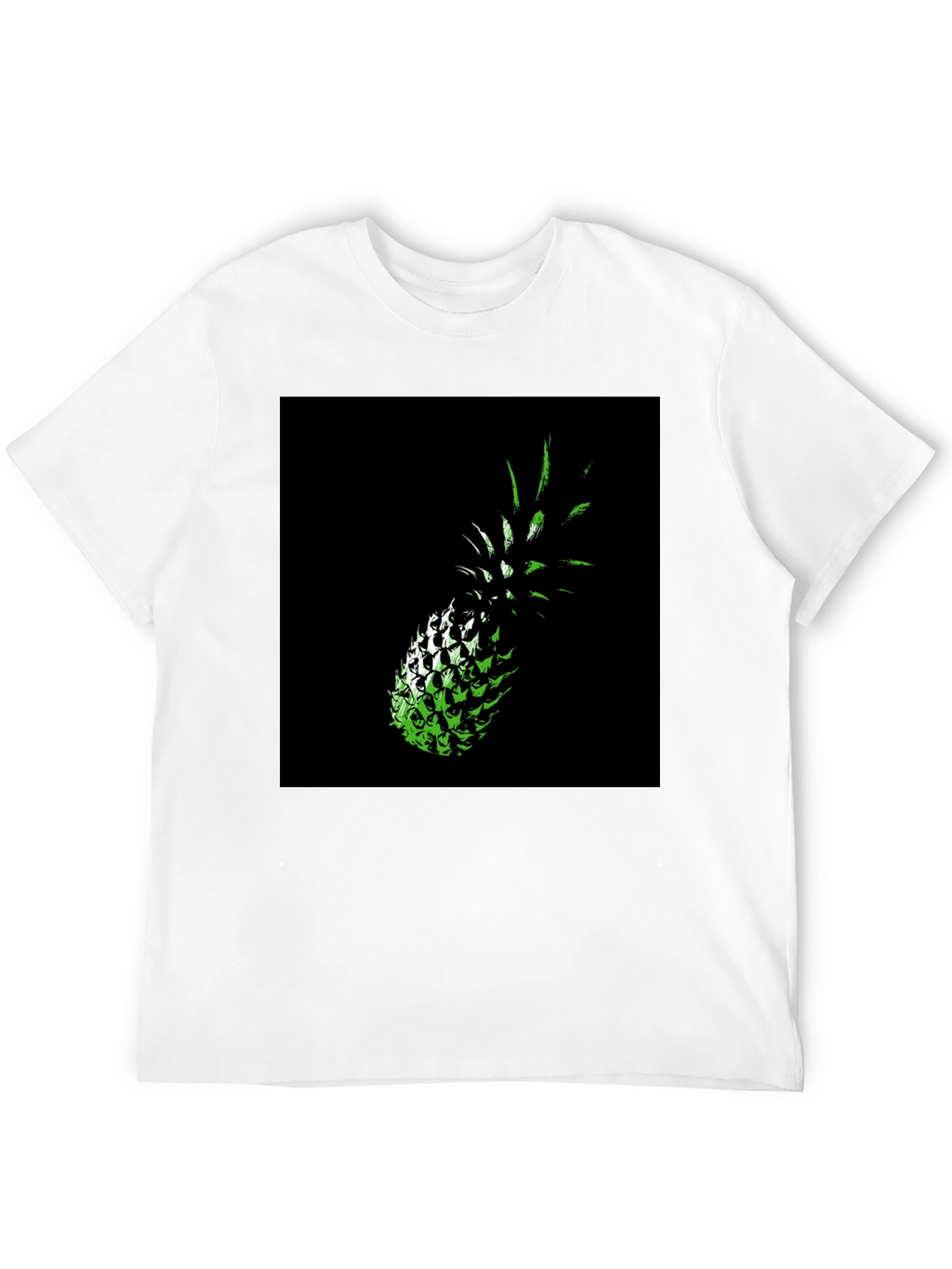 Green Pineapple Graphic Print Black T-Shirt