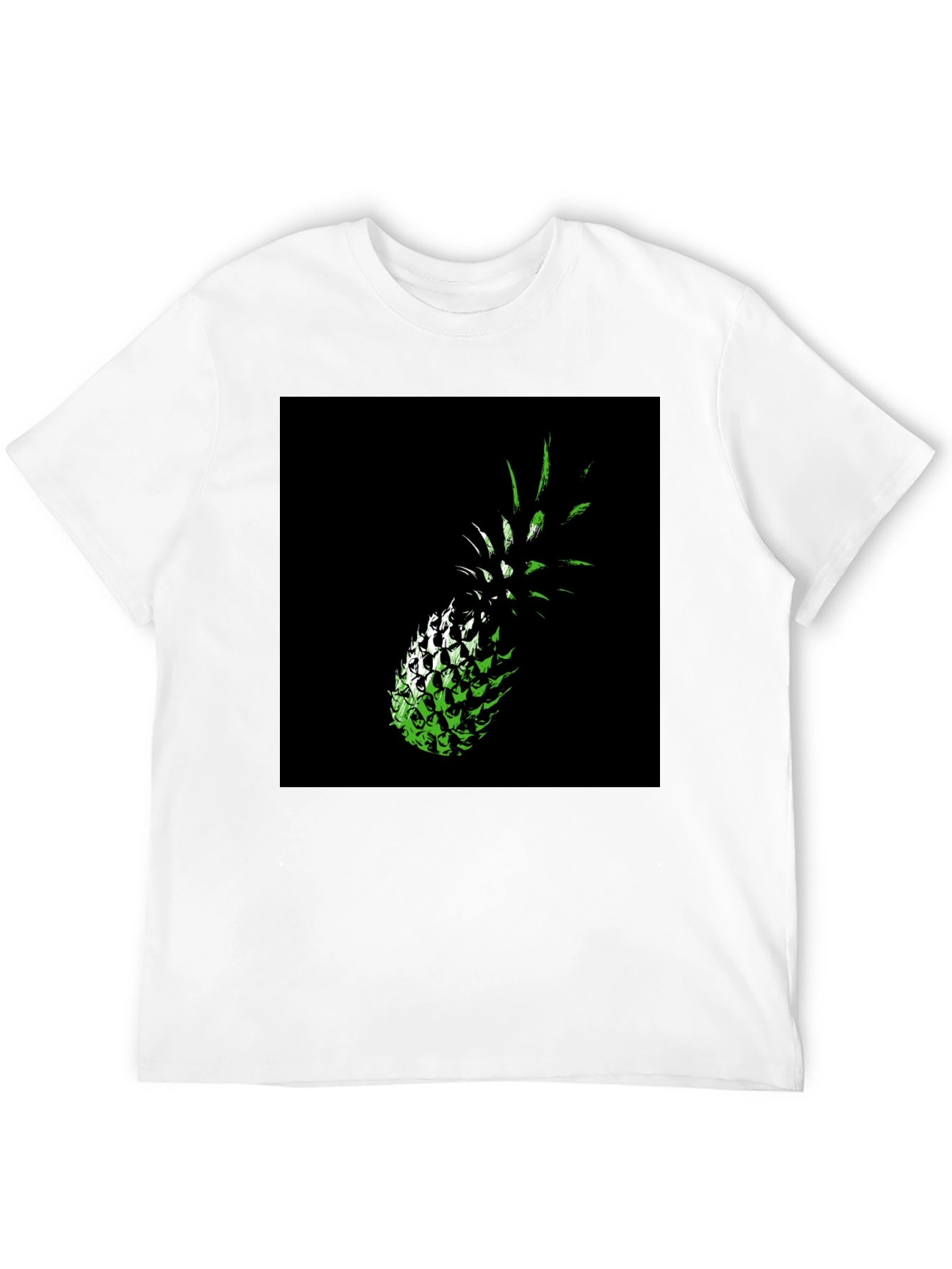Green Pineapple Graphic Print Black T-Shirt