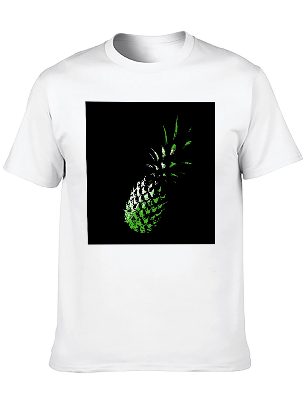 Green Pineapple Graphic Print Black T-Shirt