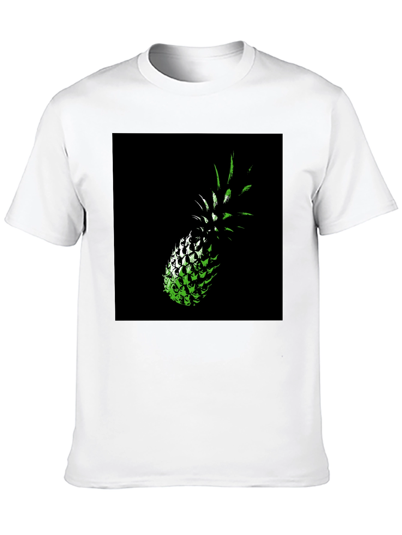 Green Pineapple Graphic Print Black T-Shirt