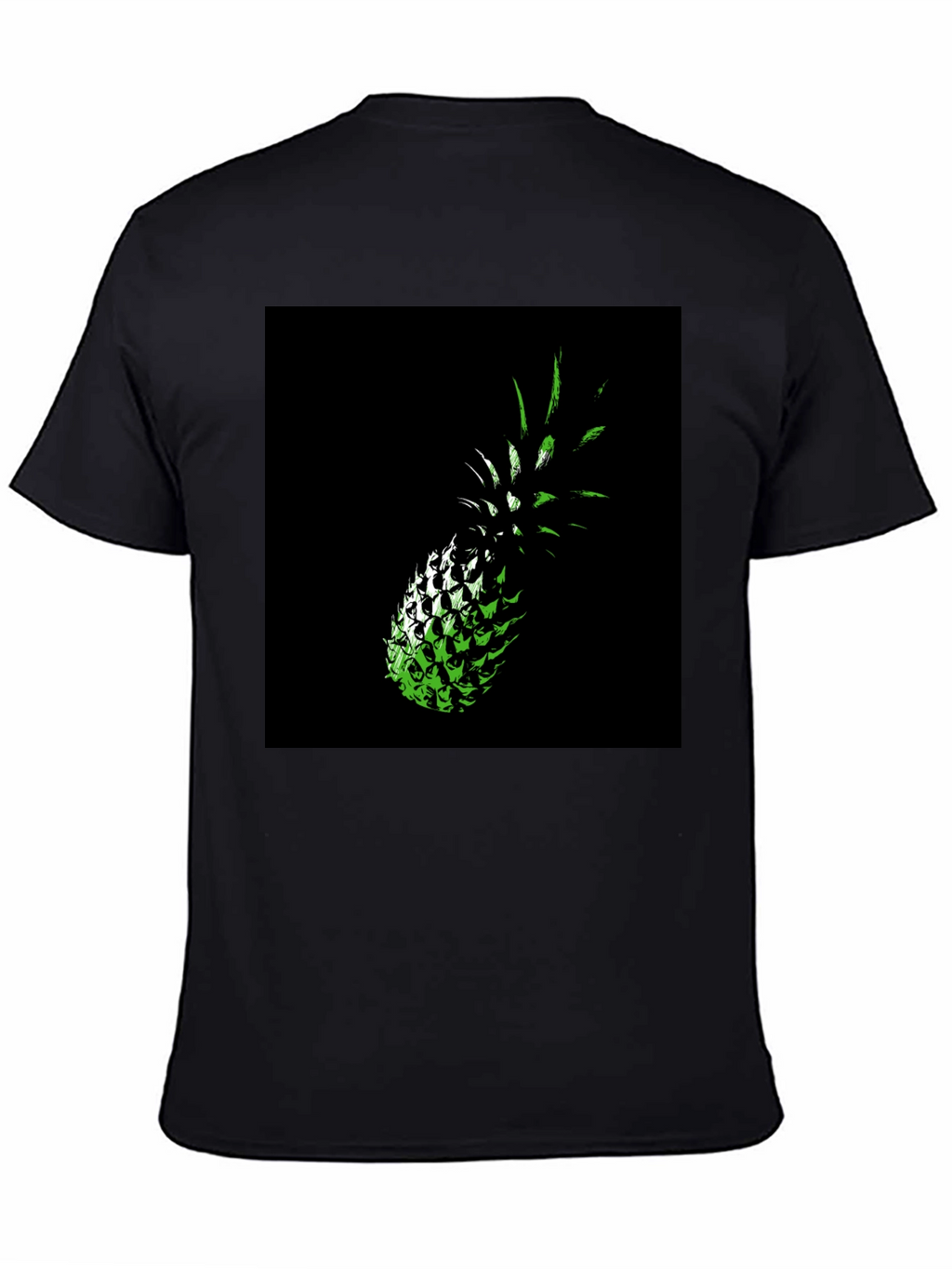 Green Pineapple Graphic Print Black T-Shirt