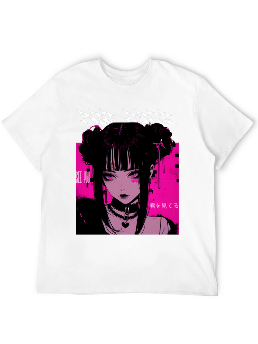Anime Girl Graphic Tee - Black
