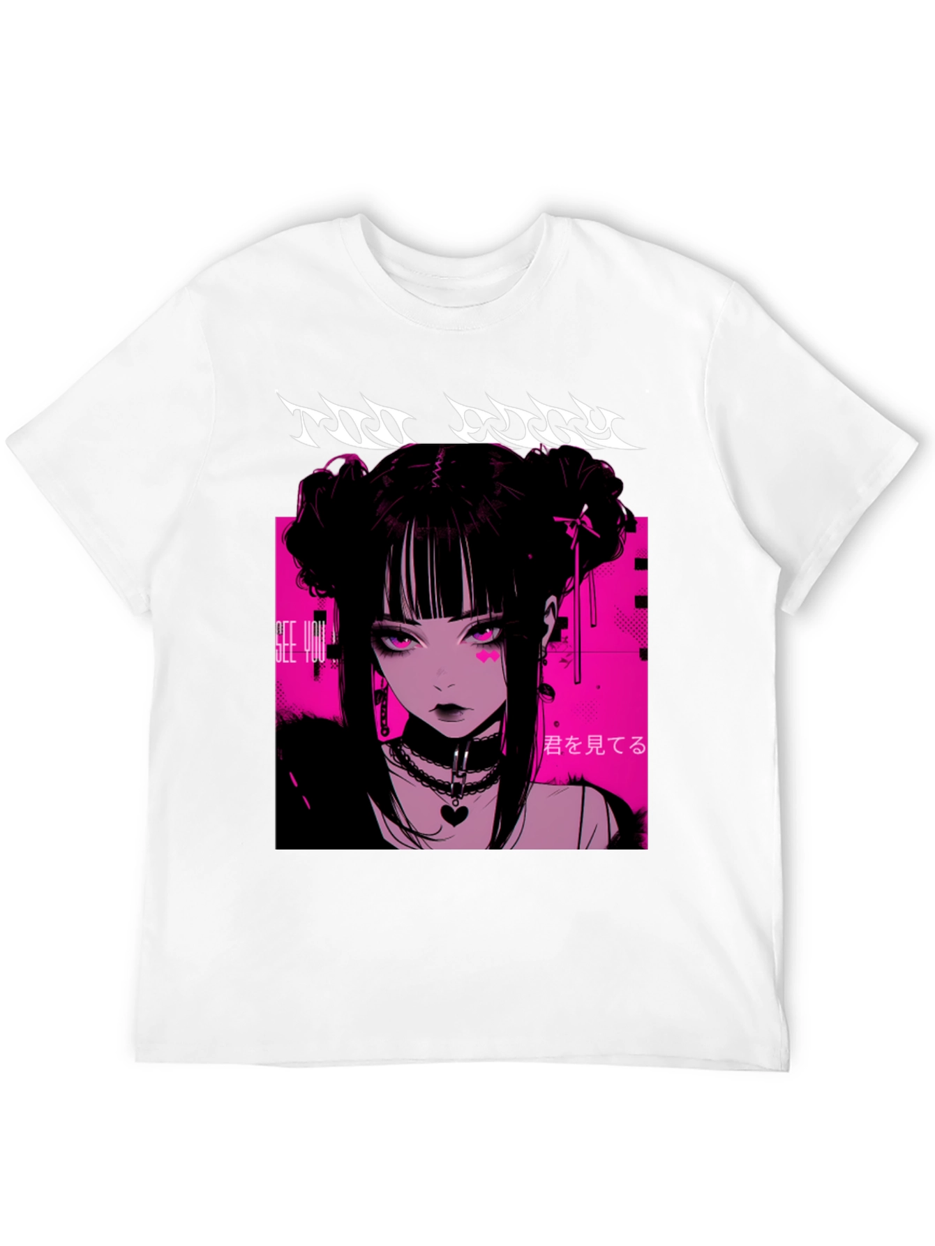 Anime Girl Graphic Tee - Black