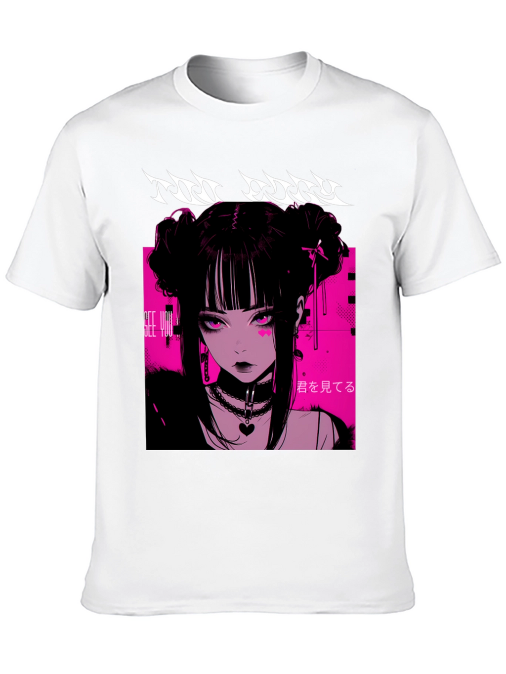 Anime Girl Graphic Tee - Black