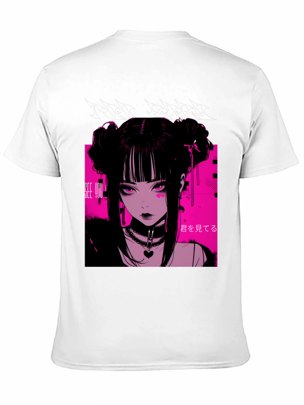 Anime Girl Graphic Tee - Black