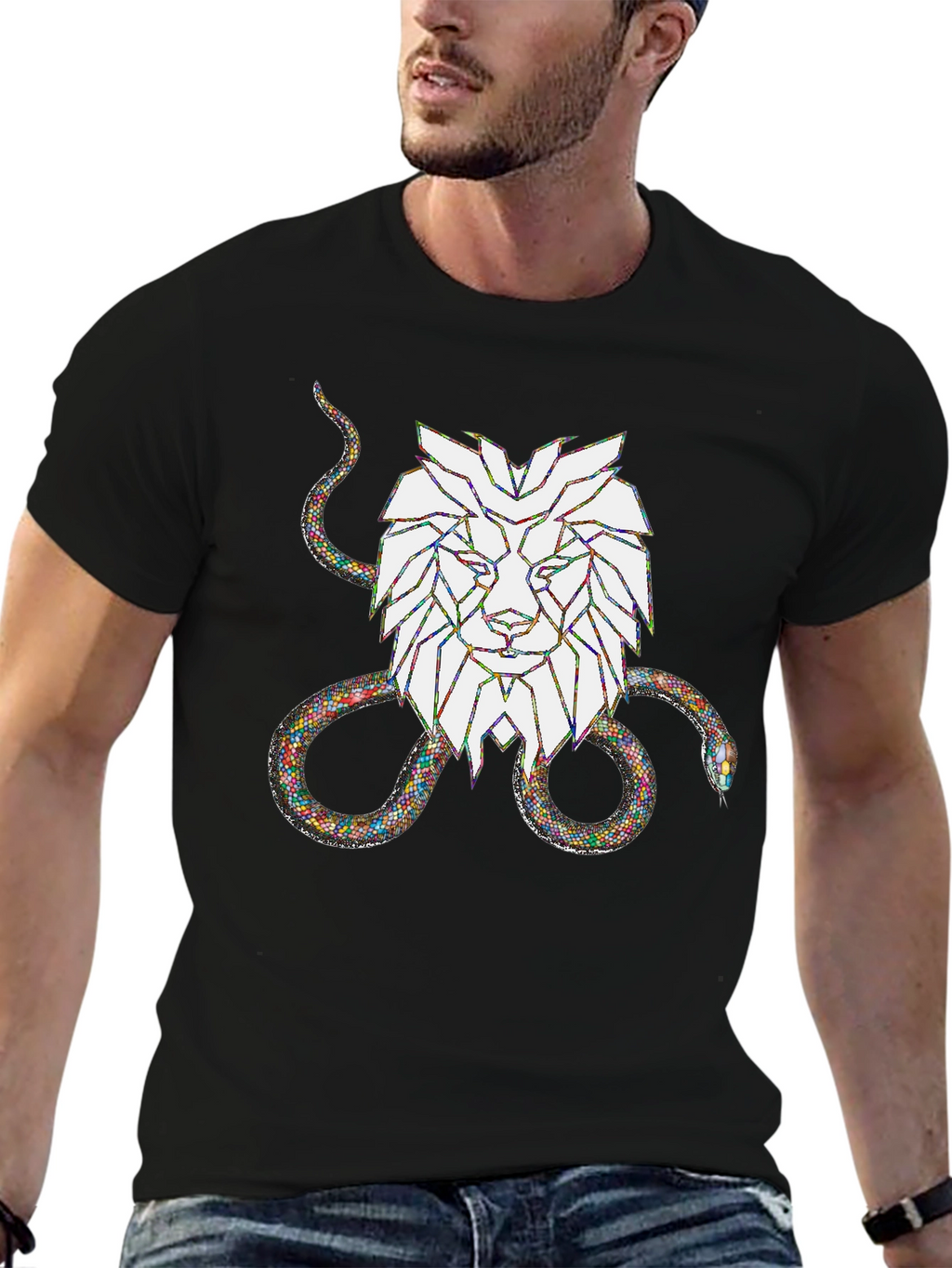 Lion and Snake Graphic Tee - Bold Streetwear Style