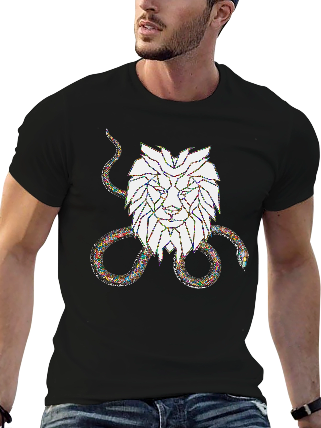 Lion and Snake Graphic Tee - Bold Streetwear Style