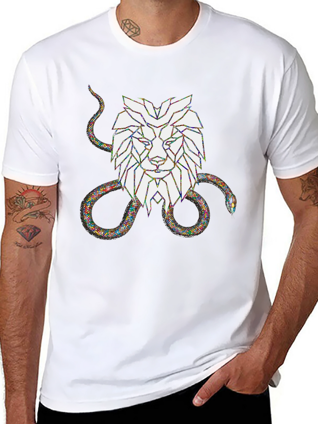 Lion and Snake Graphic Tee - Bold Streetwear Style