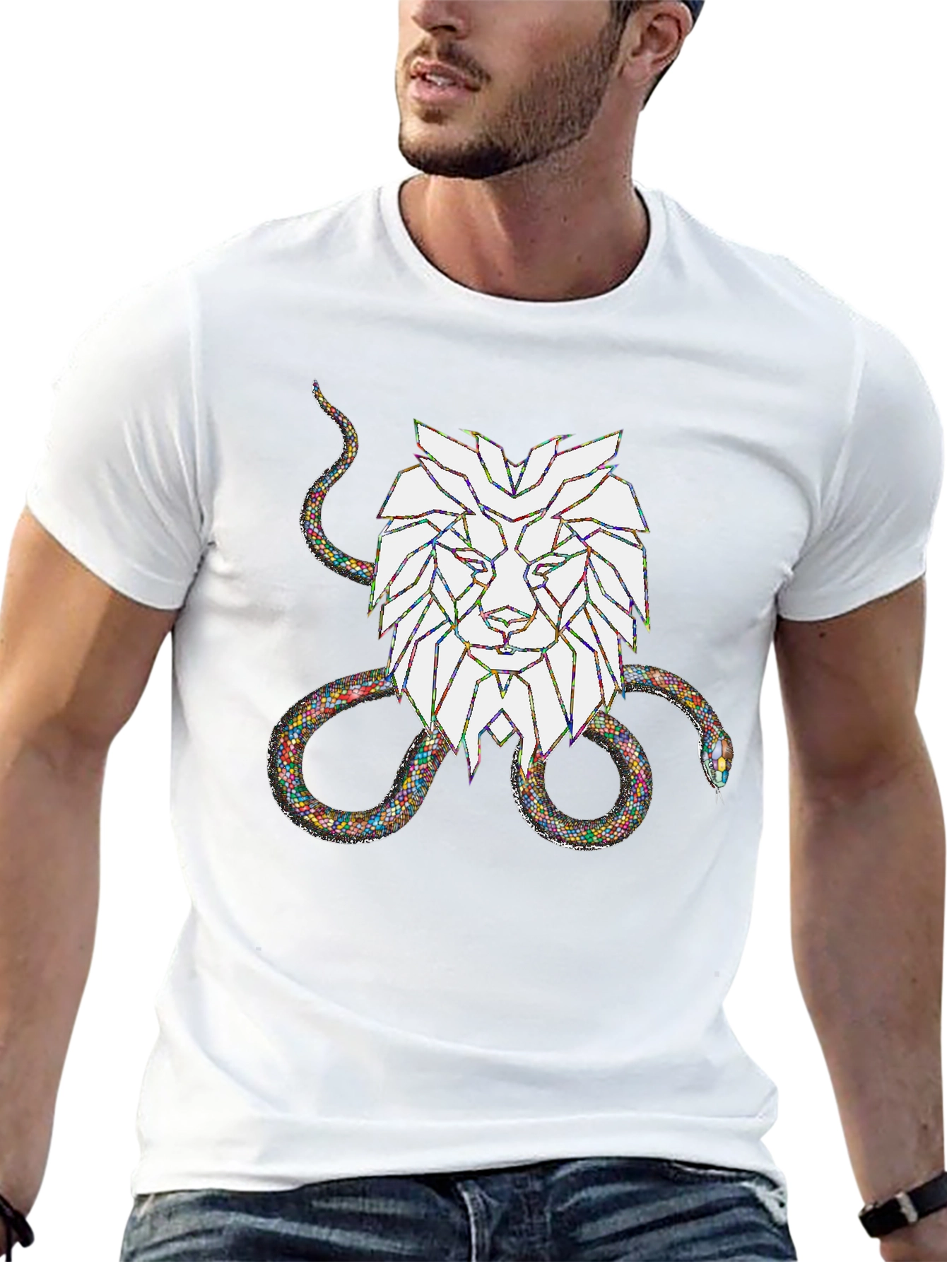 Lion and Snake Graphic Tee - Bold Streetwear Style