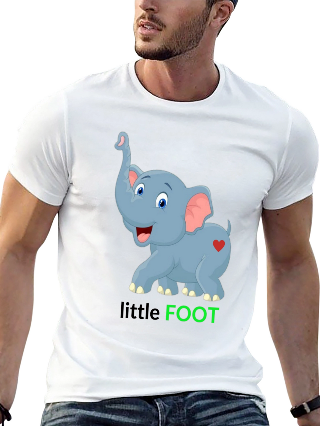 Cute Elephant Little Foot Graphic T-Shirt