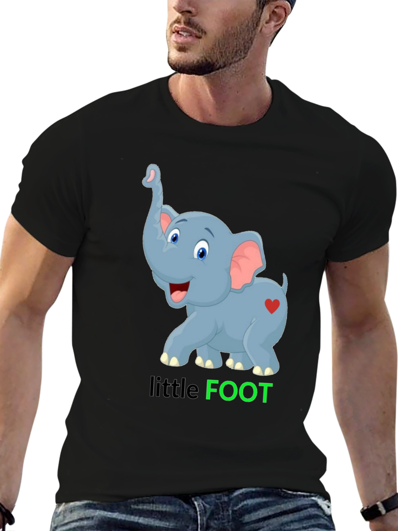 Cute Elephant Little Foot Graphic T-Shirt