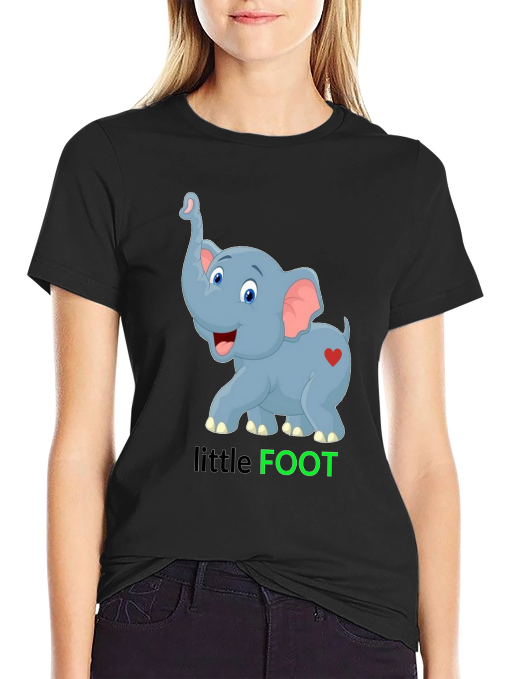 Cute Elephant Little Foot Graphic T-Shirt