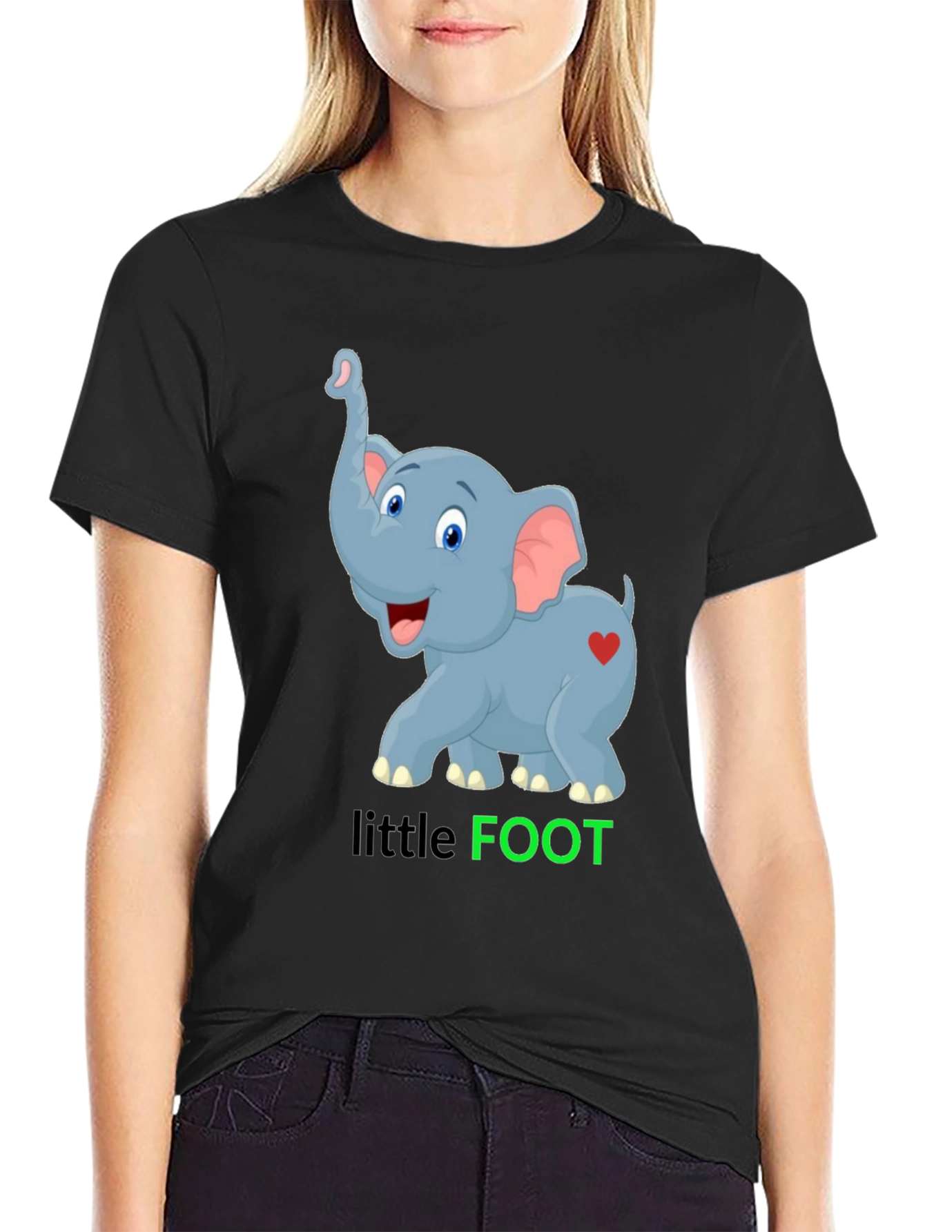Cute Elephant Little Foot Graphic T-Shirt