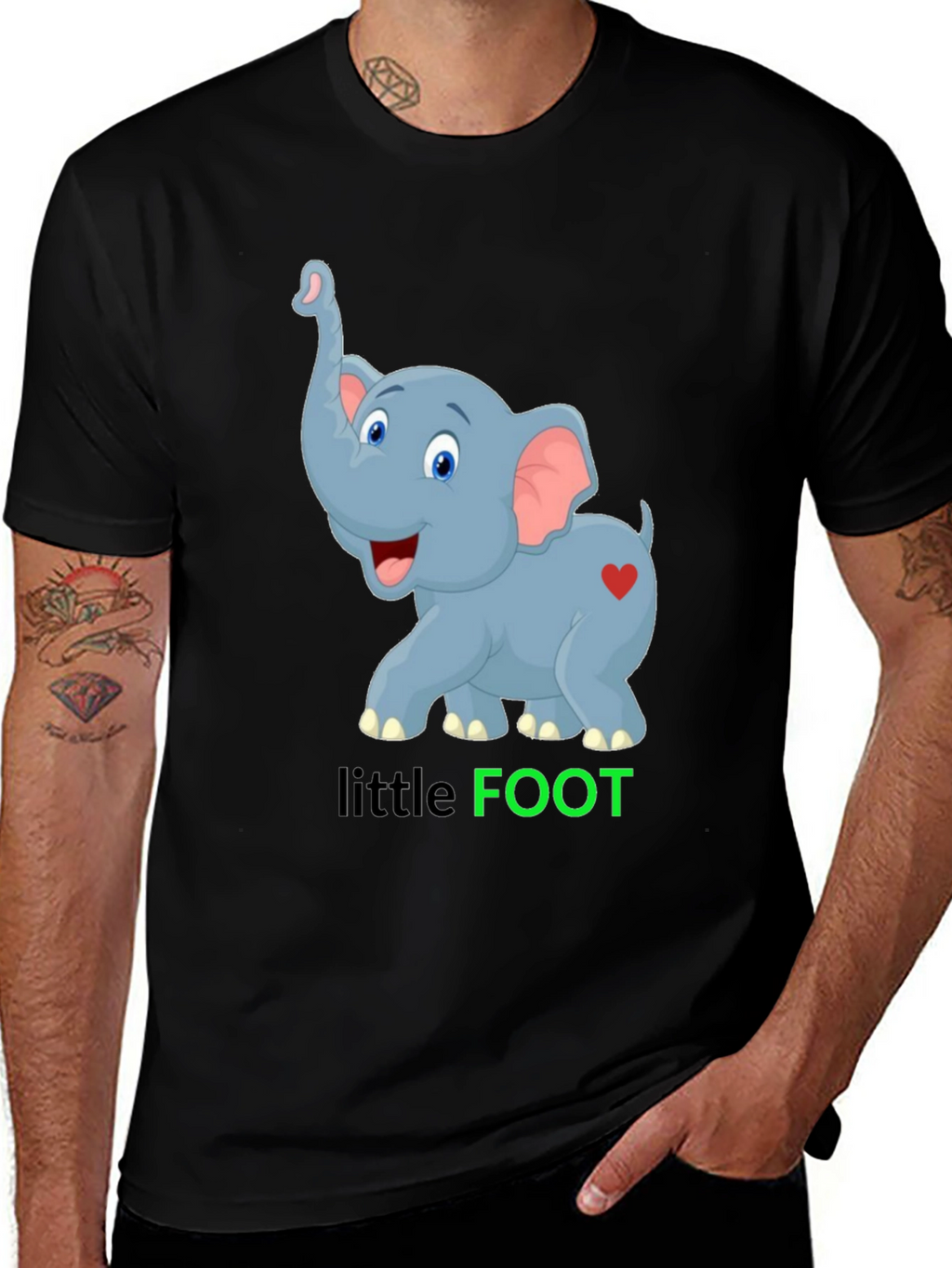 Cute Elephant Little Foot Graphic T-Shirt