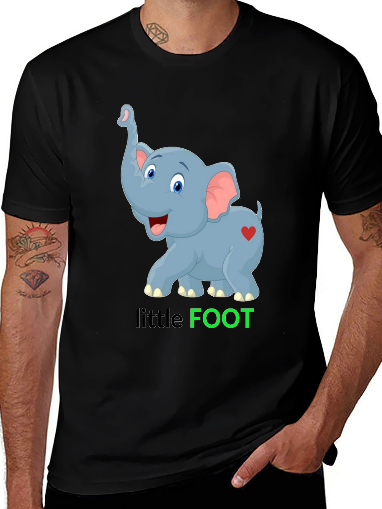 Cute Elephant Little Foot Graphic T-Shirt
