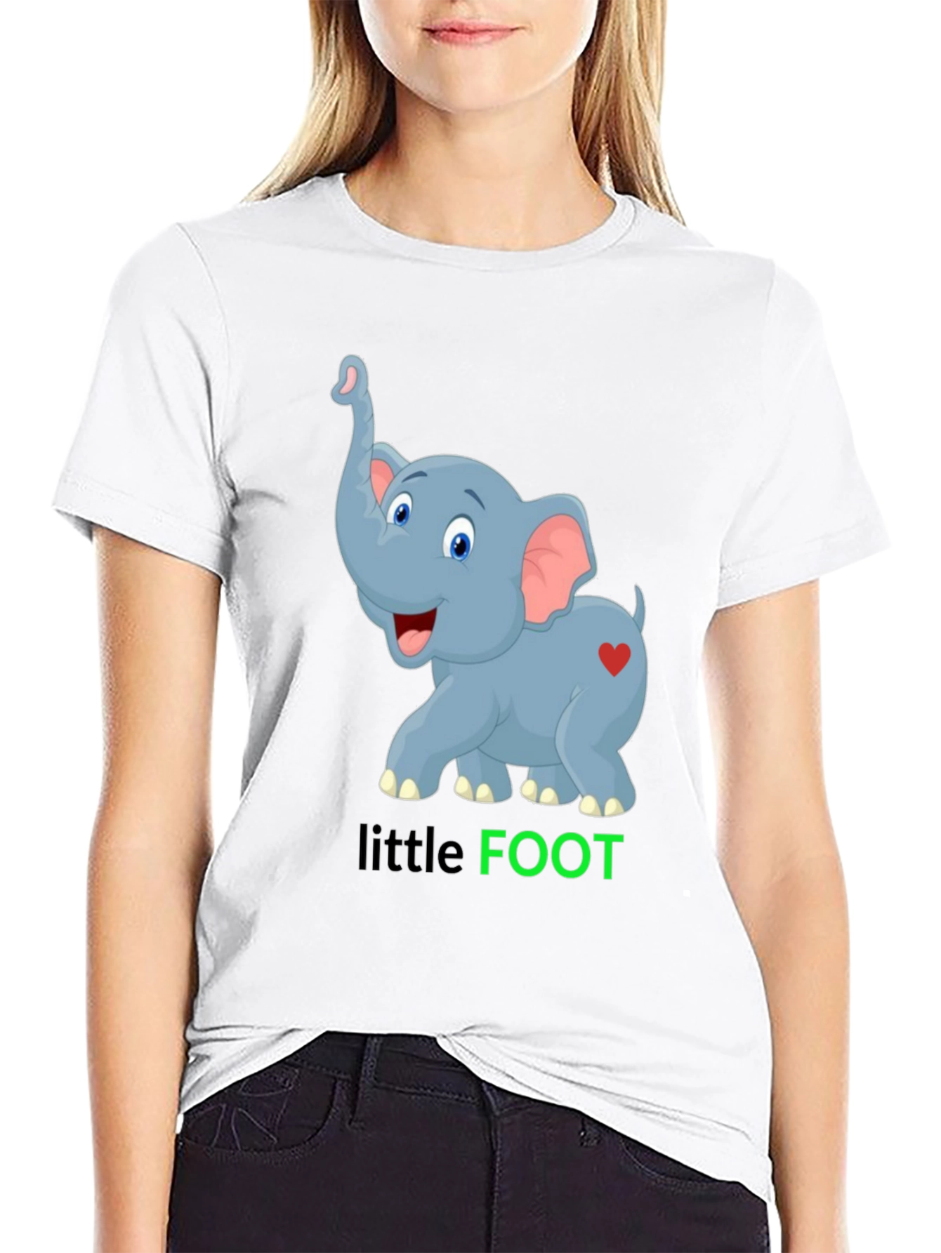 Cute Elephant Little Foot Graphic T-Shirt