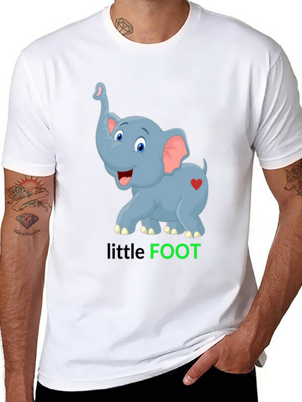 Cute Elephant Little Foot Graphic T-Shirt