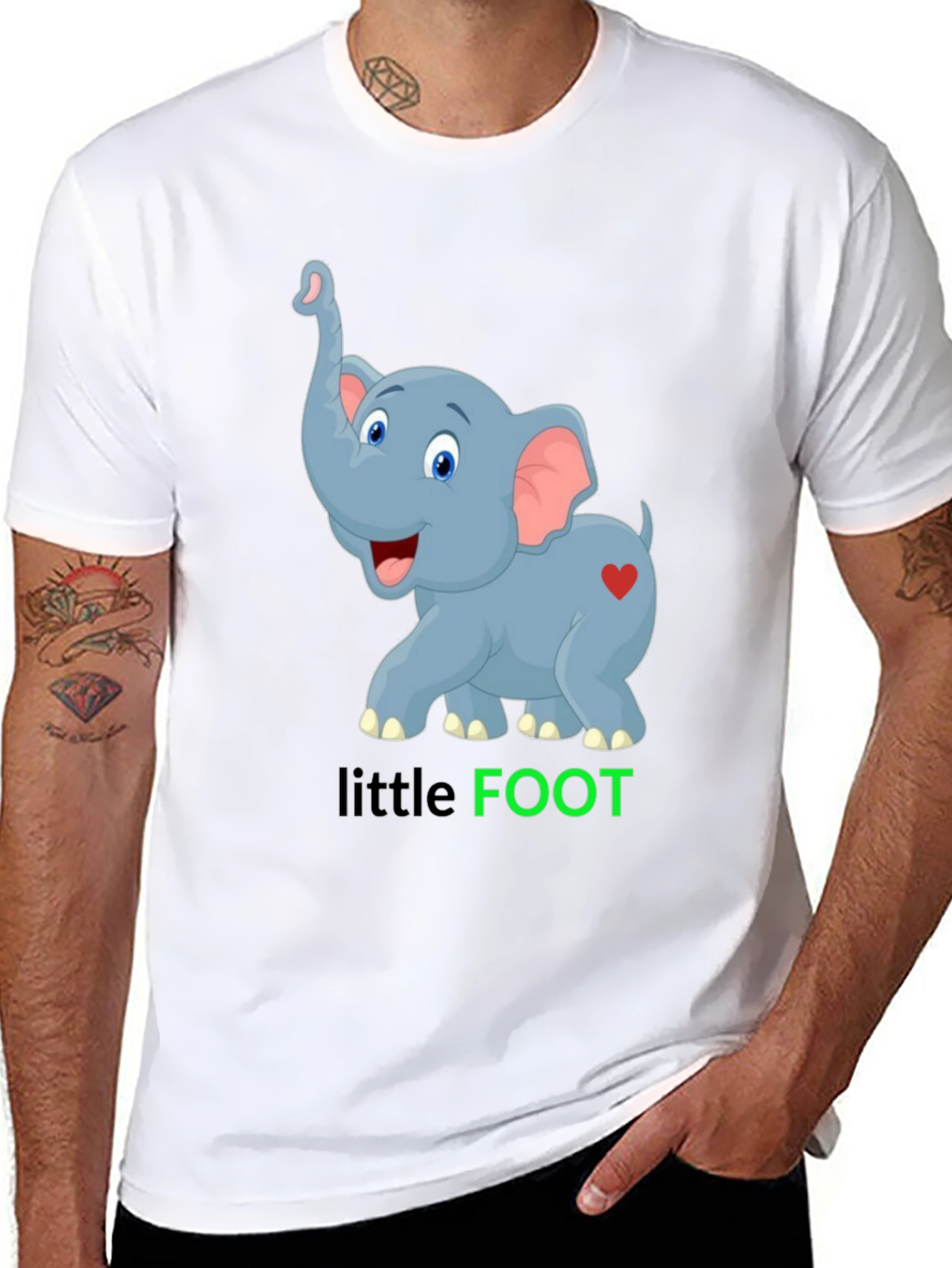 Cute Elephant Little Foot Graphic T-Shirt