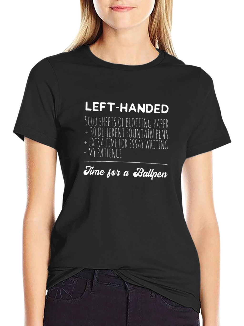 Left-Handed Ballpen T-Shirt Funny Gift Tee
