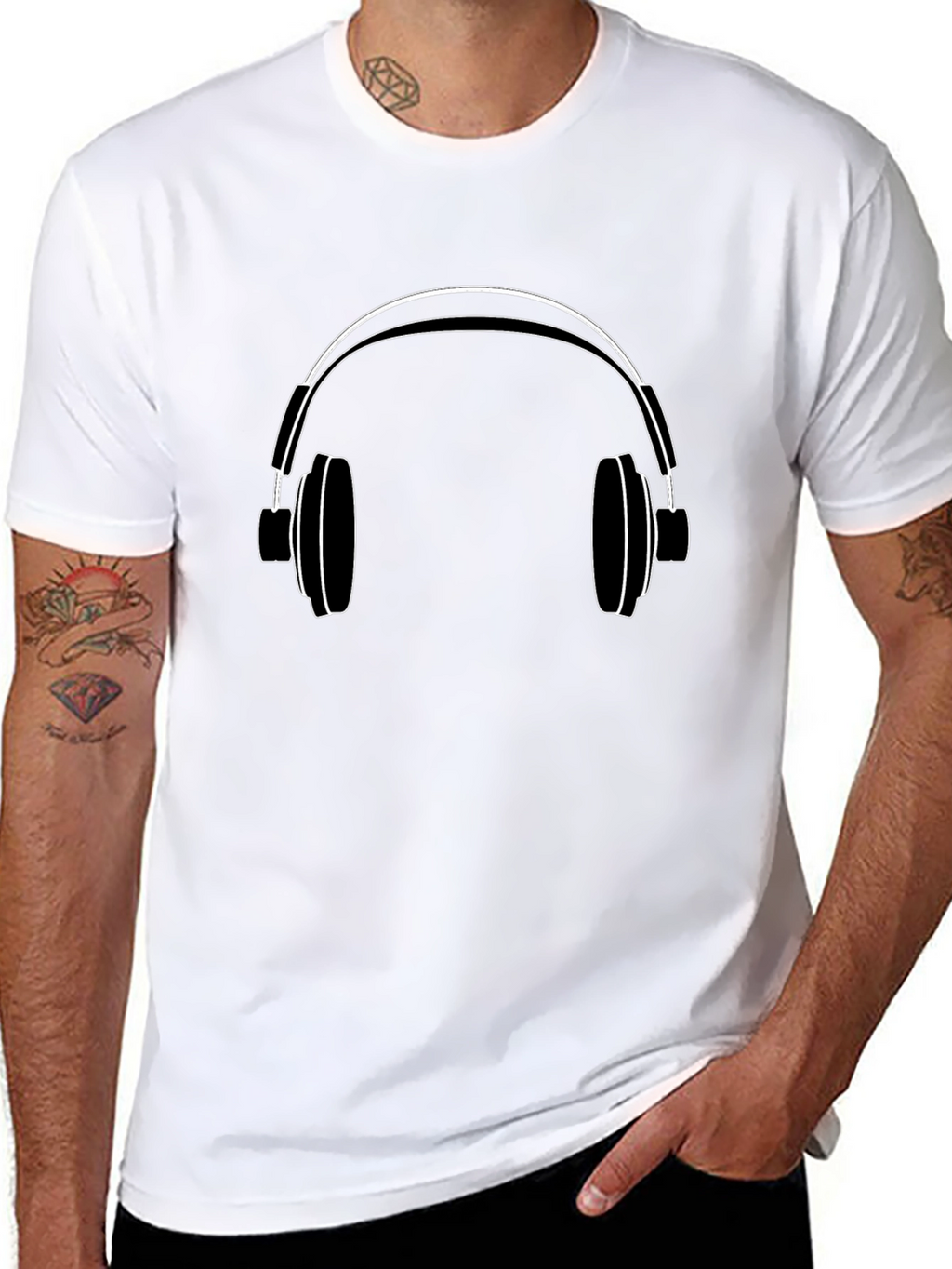 Cool Headphones Graphic T-Shirt - Black