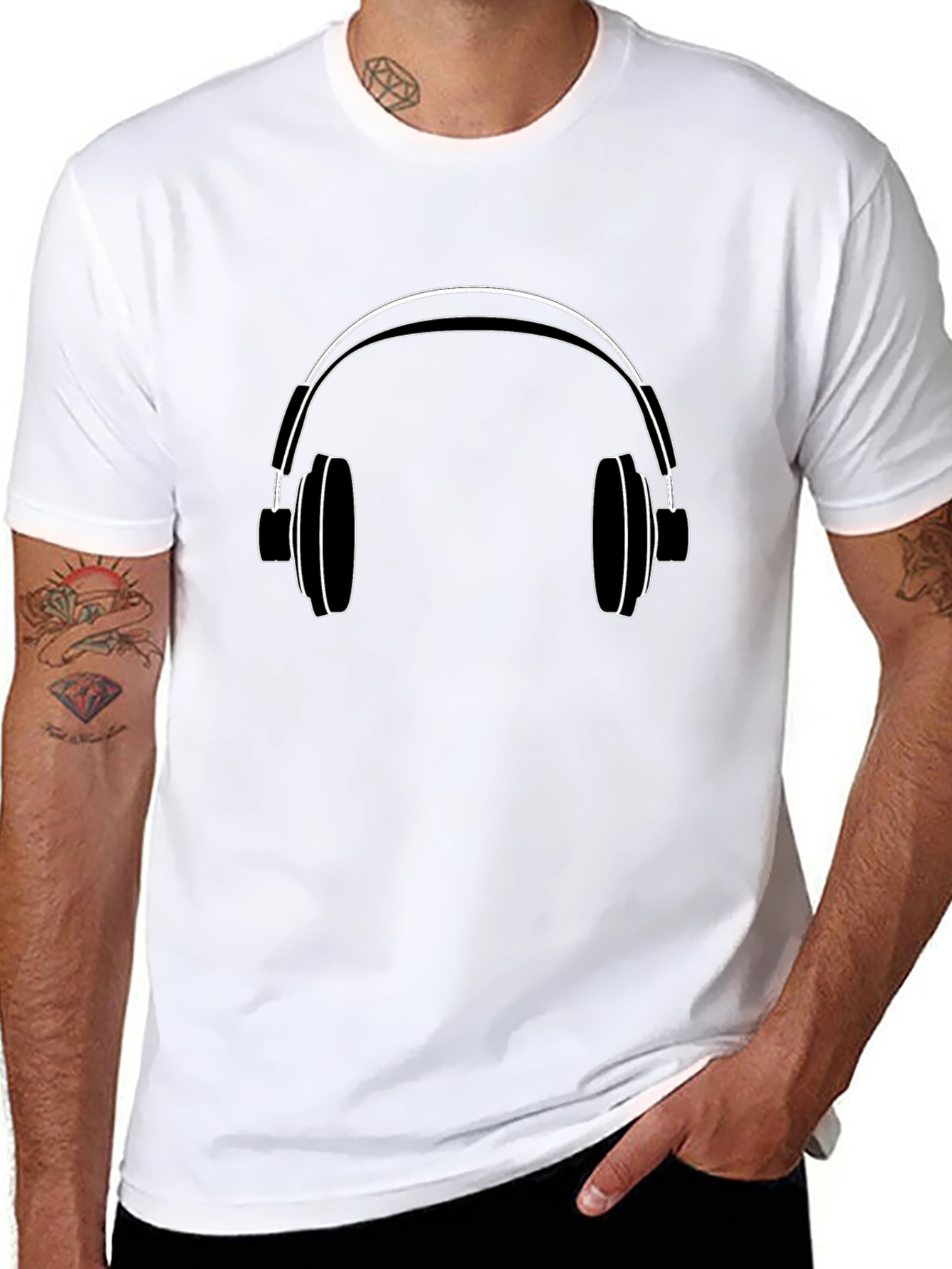 Cool Headphones Graphic T-Shirt - Black