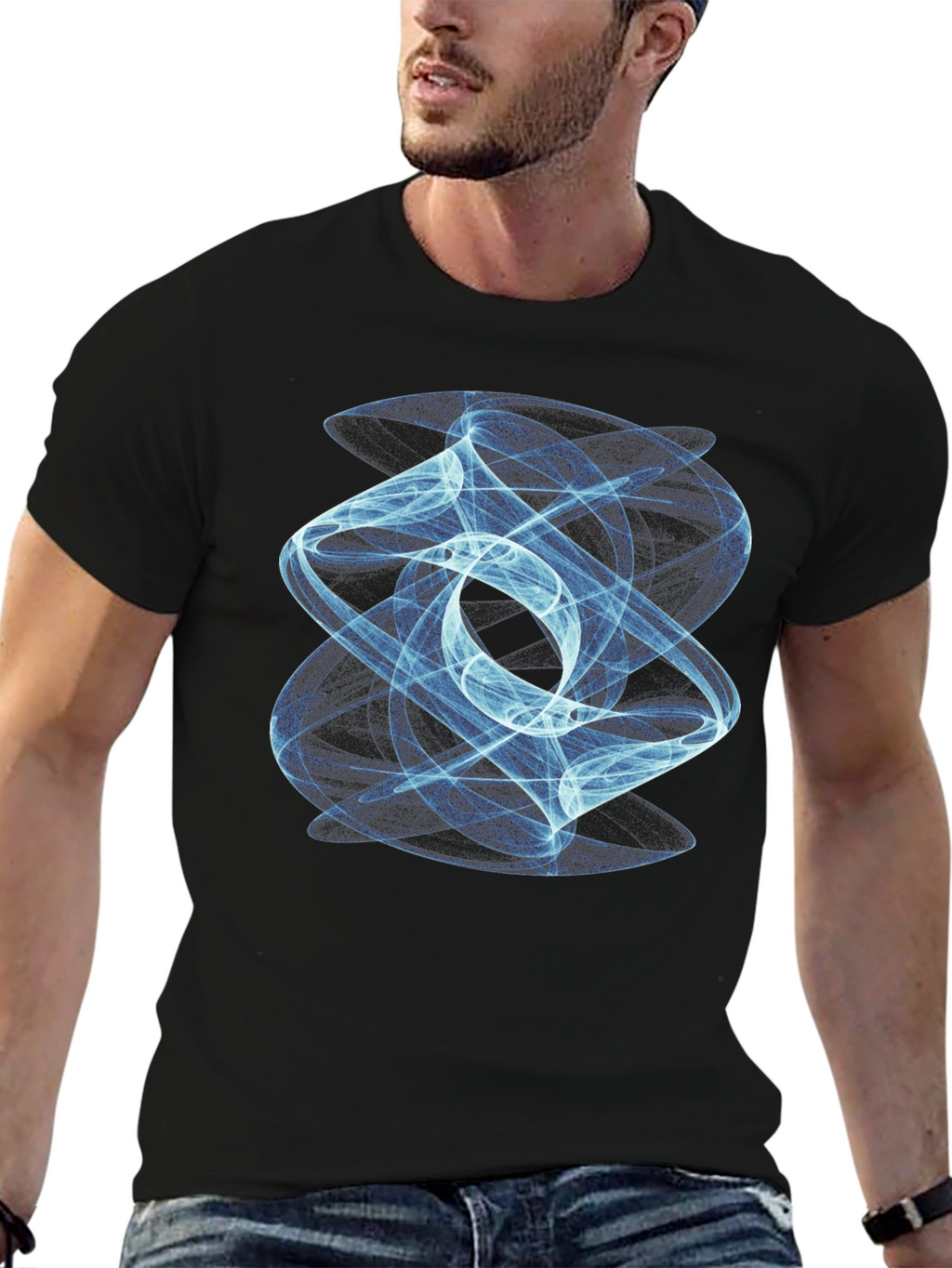 Abstract Swirl Graphic Black Tee
